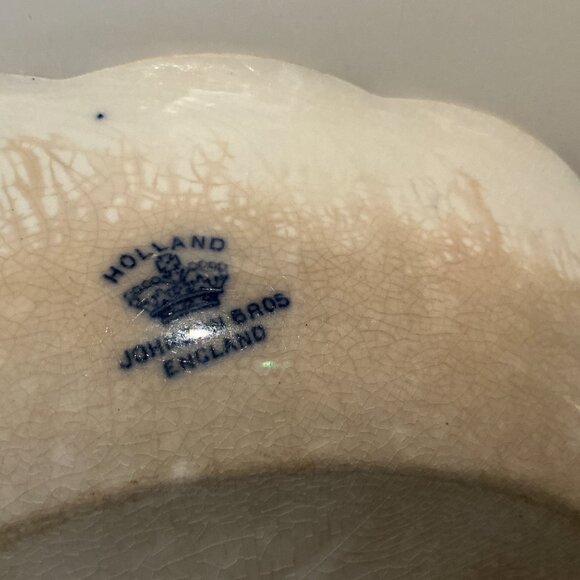 Blue Onion 10" Serving Bowl stamped Holland Johnson Bros England few edge chips - Picture 3 of 5